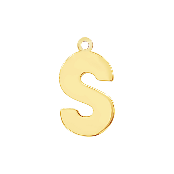Block Initial Pendant with 1 Ring in 14K Gold (20.00 mm)