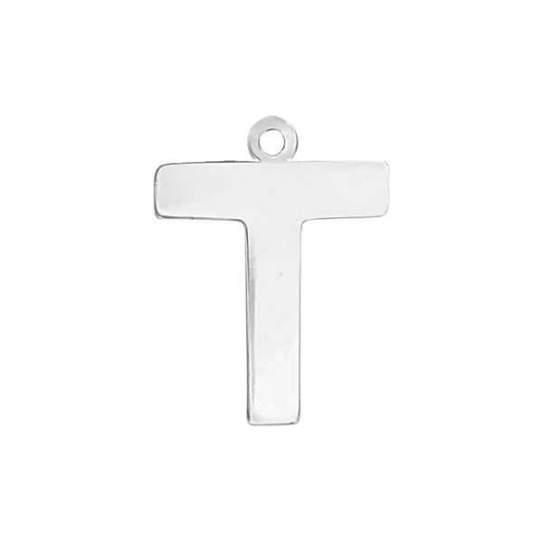 Block Initial Pendant with 1 Ring in Sterling Silver (20.00 mm)