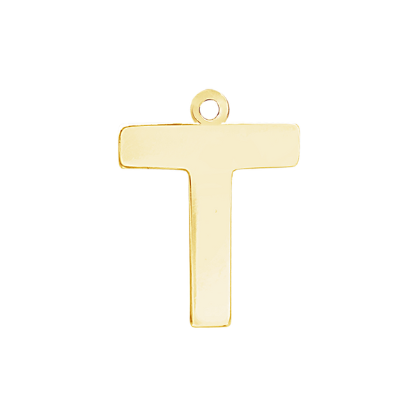 Block Initial Pendant with 1 Ring in 14K Gold (20.00 mm)