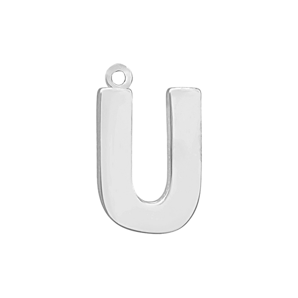 Block Initial Pendant with 1 Ring in Sterling Silver (20.00 mm)