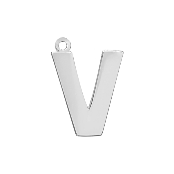 Block Initial Pendant with 1 Ring in Sterling Silver (20.00 mm)