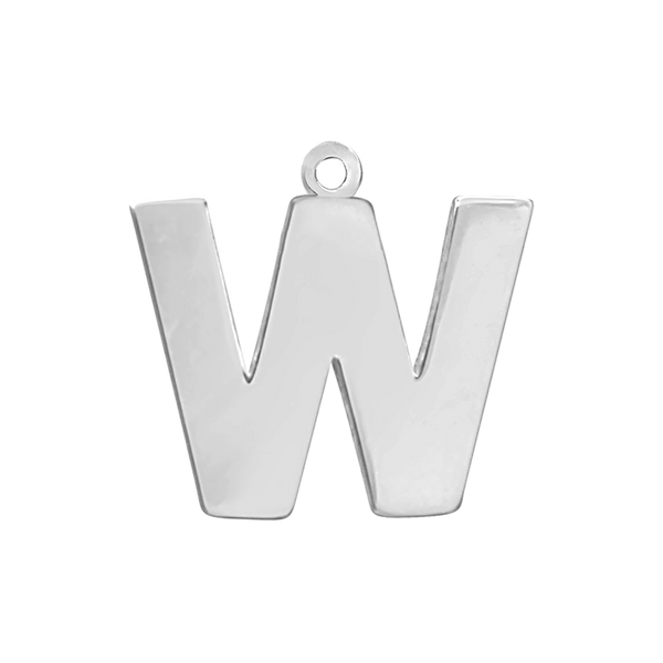 Block Initial Pendant with 1 Ring in Sterling Silver (20.00 mm)