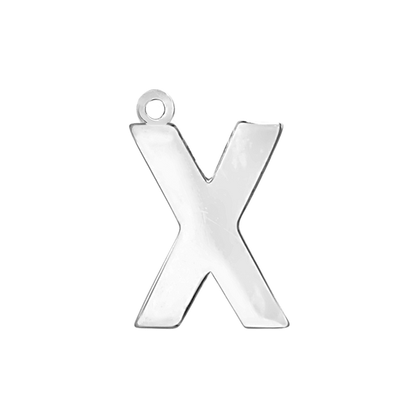 Block Initial Pendant with 1 Ring in Sterling Silver (20.00 mm)