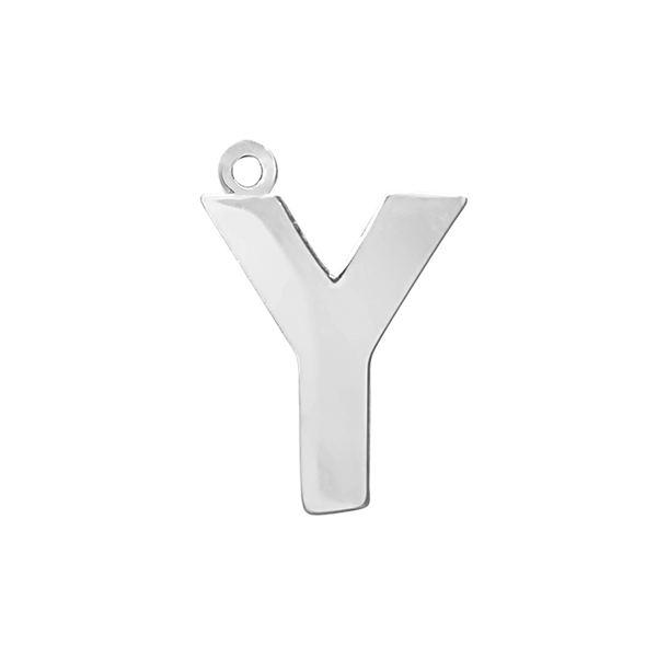 Block Initial Pendant with 1 Ring in Sterling Silver (20.00 mm)