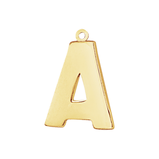 Block Initial Pendant with 1 Ring in 14K Gold (25.00 mm)