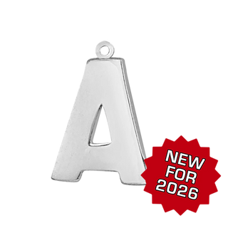 Block Initial Pendant with 1 Ring in Sterling Silver (25.00 mm)