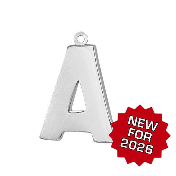 Block Initial Pendant with 1 Ring in Sterling Silver (25.00 mm)