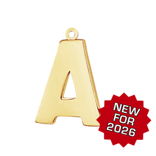 Block Initial Pendant with 1 Ring in 14K Gold (25.00 mm)