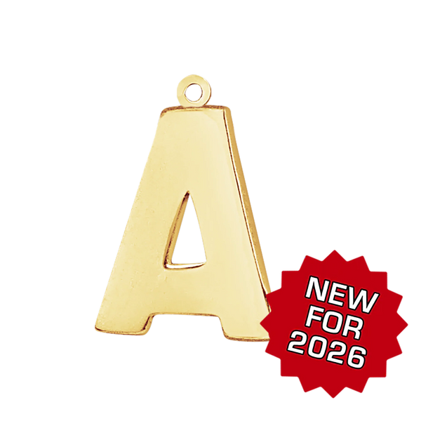 Block Initial Pendant with 1 Ring in 14K Gold (25.00 mm)