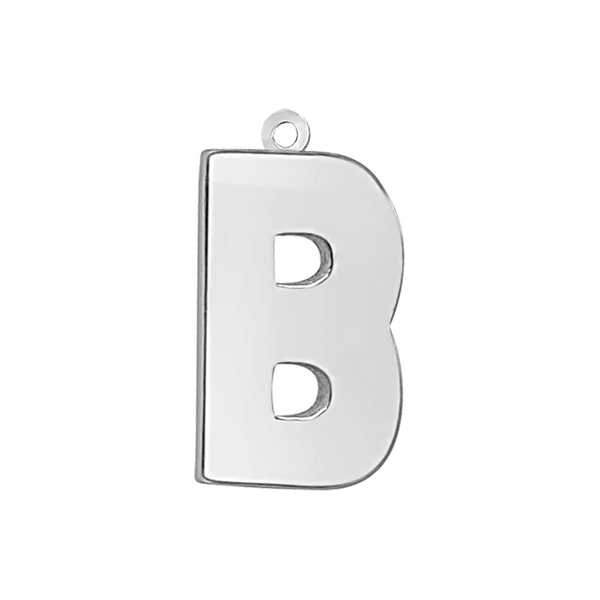 Block Initial Pendant with 1 Ring in Sterling Silver (25.00 mm)