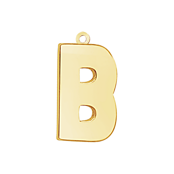 Block Initial Pendant with 1 Ring in 14K Gold (25.00 mm)