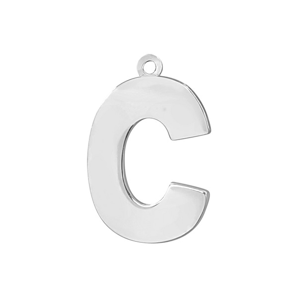Block Initial Pendant with 1 Ring in Sterling Silver (25.00 mm)