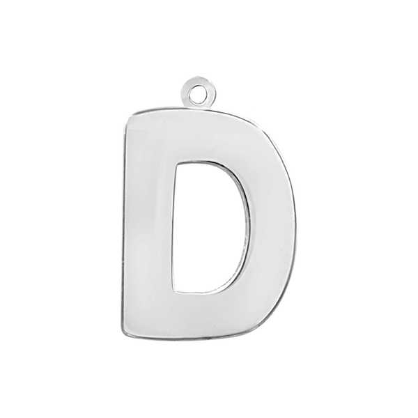 Block Initial Pendant with 1 Ring in Sterling Silver (25.00 mm)