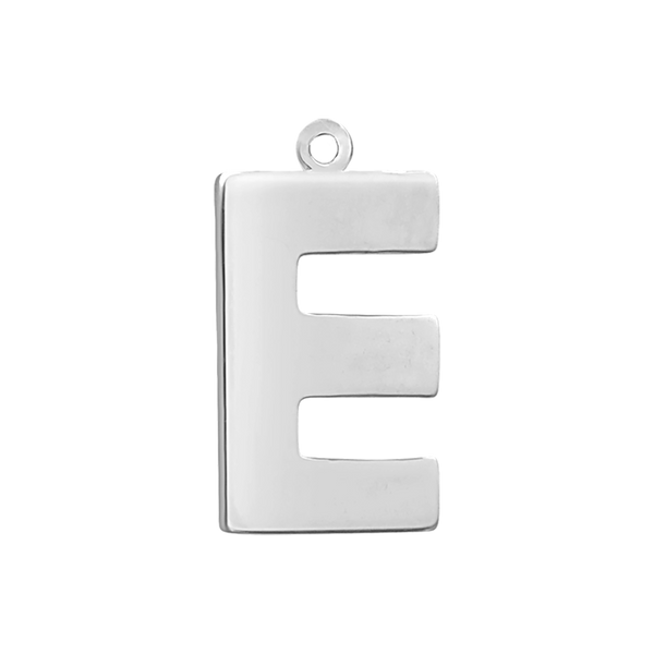 Block Initial Pendant with 1 Ring in Sterling Silver (25.00 mm)