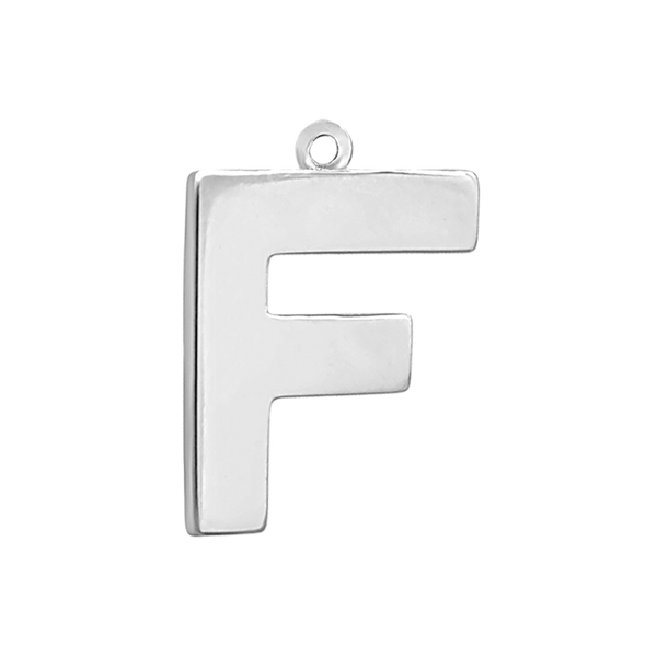 Block Initial Pendant with 1 Ring in Sterling Silver (25.00 mm)