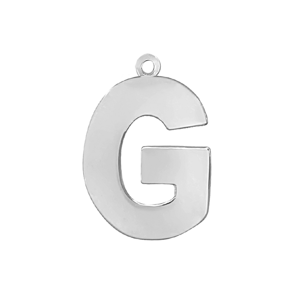 Block Initial Pendant with 1 Ring in Sterling Silver (25.00 mm)