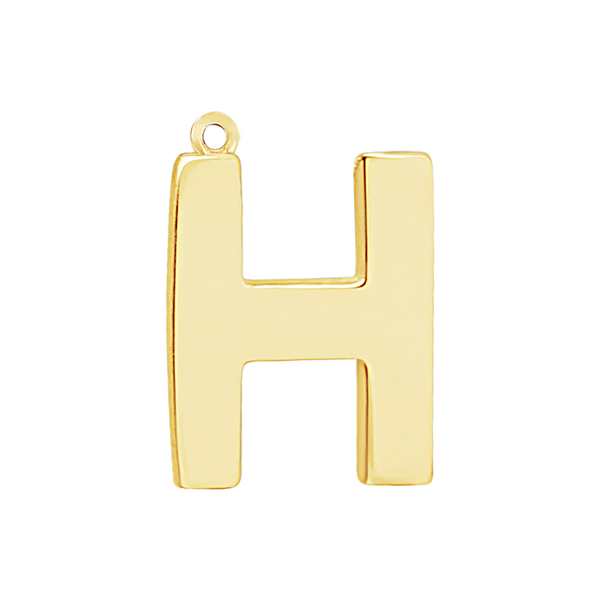 Block Initial Pendant with 1 Ring in 14K Gold (25.00 mm)