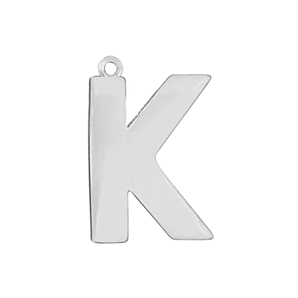 Block Initial Pendant with 1 Ring in Sterling Silver (25.00 mm)