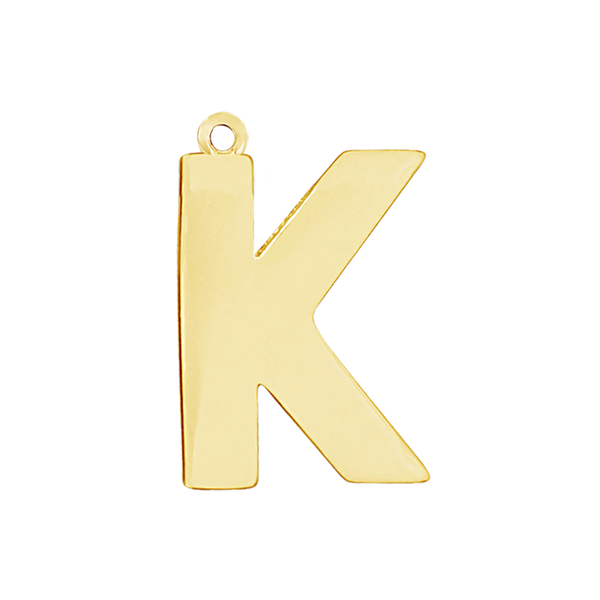 Block Initial Pendant with 1 Ring in 14K Gold (25.00 mm)