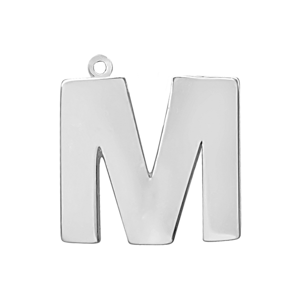 Block Initial Pendant with 1 Ring in Sterling Silver (25.00 mm)