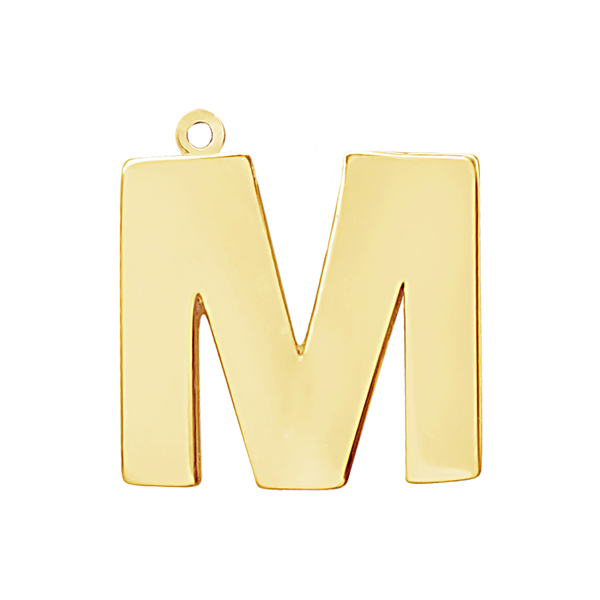 Block Initial Pendant with 1 Ring in 14K Gold (25.00 mm)