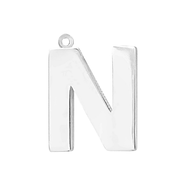 Block Initial Pendant with 1 Ring in Sterling Silver (25.00 mm)