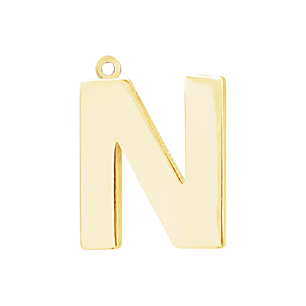 Block Initial Pendant with 1 Ring in 14K Gold (25.00 mm)