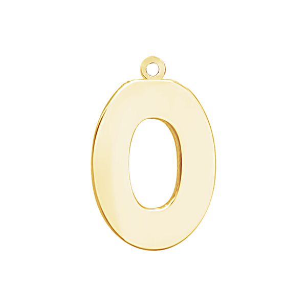 Block Initial Pendant with 1 Ring in 14K Gold (25.00 mm)