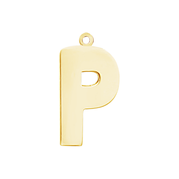 Block Initial Pendant with 1 Ring in 14K Gold (25.00 mm)
