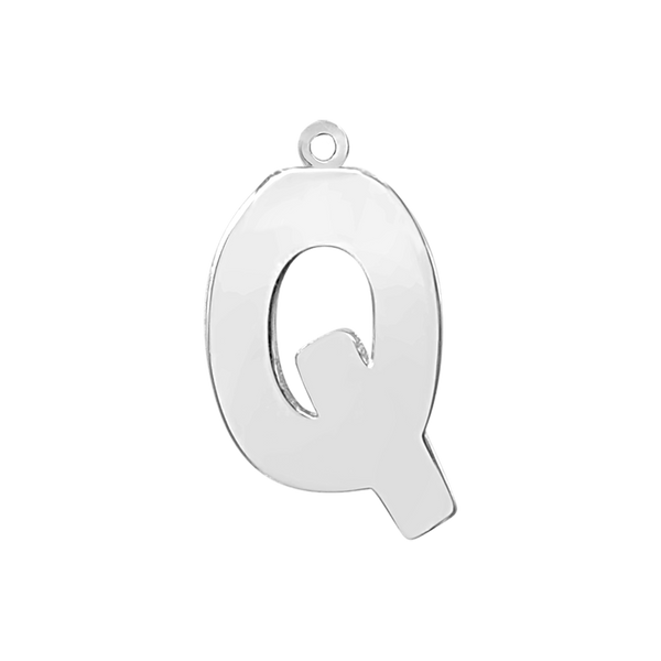 Block Initial Pendant with 1 Ring in Sterling Silver (25.00 mm)