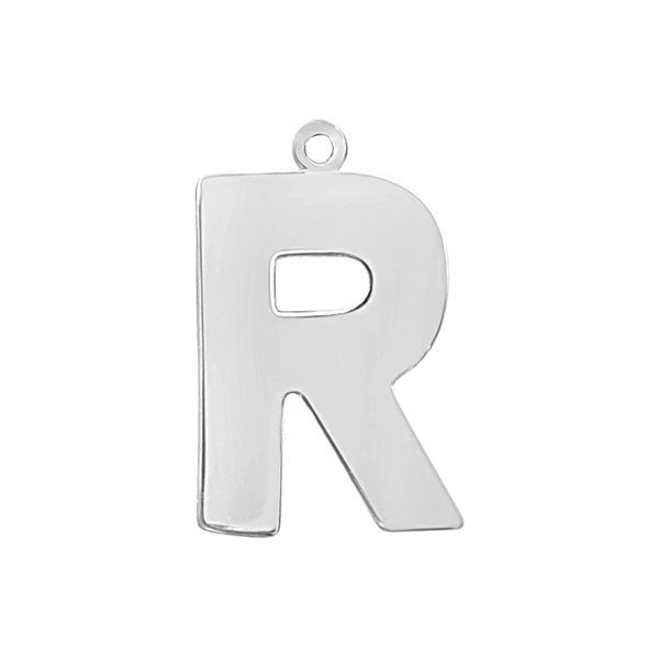Block Initial Pendant with 1 Ring in Sterling Silver (25.00 mm)