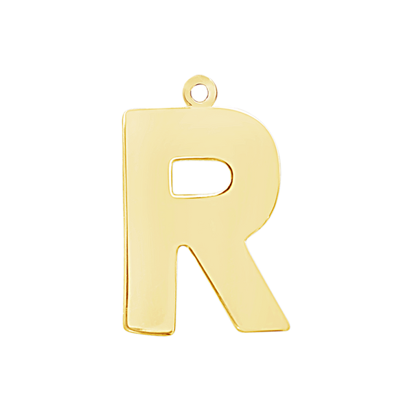 Block Initial Pendant with 1 Ring in 14K Gold (25.00 mm)