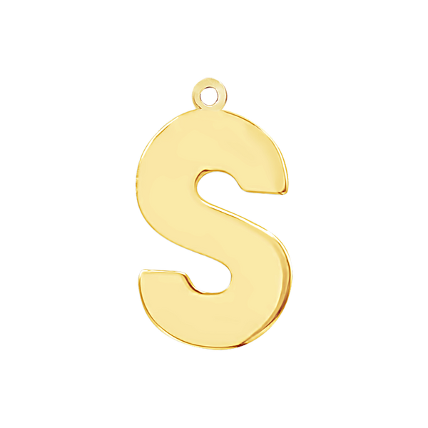 Block Initial Pendant with 1 Ring in 14K Gold (25.00 mm)