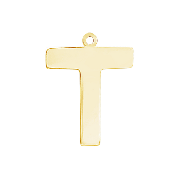 Block Initial Pendant with 1 Ring in 14K Gold (25.00 mm)