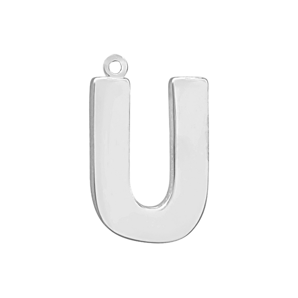 Block Initial Pendant with 1 Ring in Sterling Silver (25.00 mm)