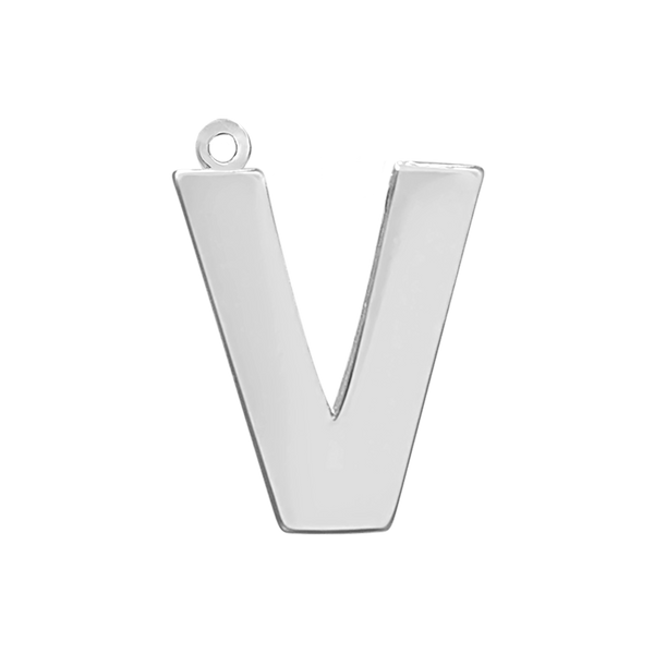 Block Initial Pendant with 1 Ring in Sterling Silver (25.00 mm)