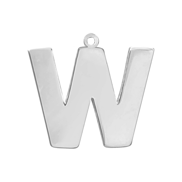 Block Initial Pendant with 1 Ring in Sterling Silver (25.00 mm)