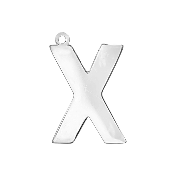 Block Initial Pendant with 1 Ring in Sterling Silver (25.00 mm)