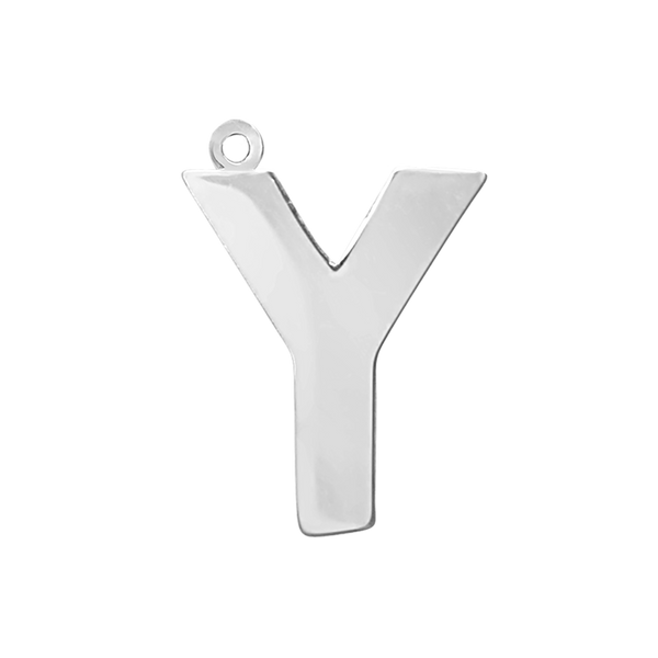 Block Initial Pendant with 1 Ring in Sterling Silver (25.00 mm)