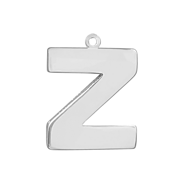 Block Initial Pendant with 1 Ring in Sterling Silver (25.00 mm)