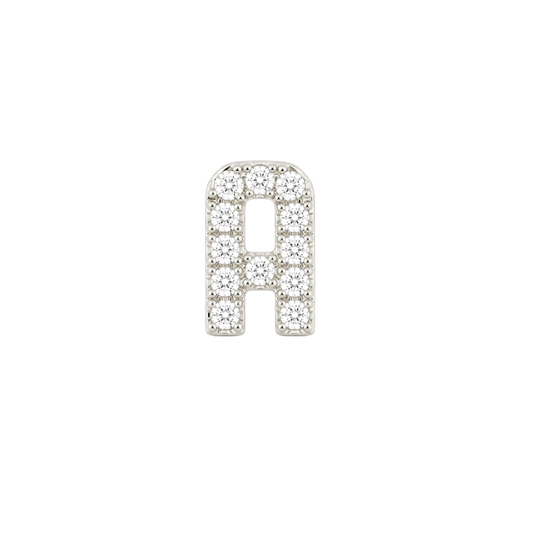 Small Initial Charm with Natural Diamonds Finding in 14K Gold