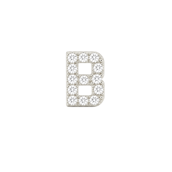 Small Initial Charm with Natural Diamonds Finding in 14K Gold