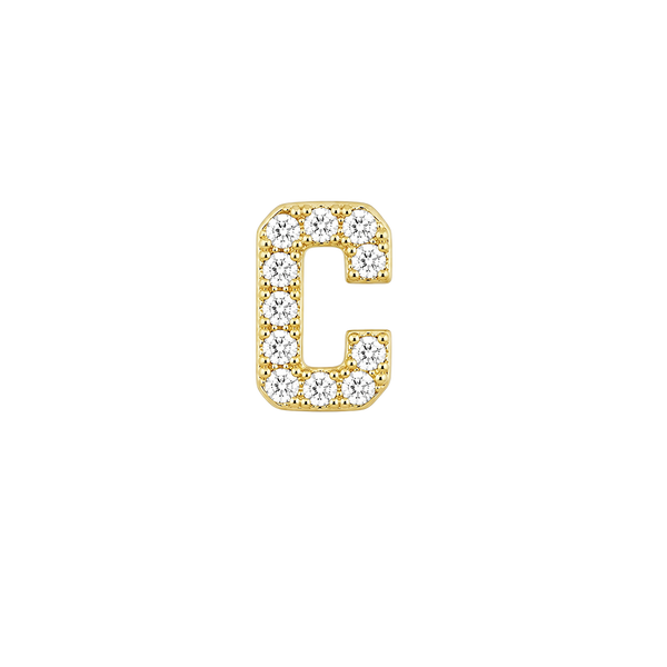 Small Initial Charm with Natural Diamonds Finding in 14K Gold