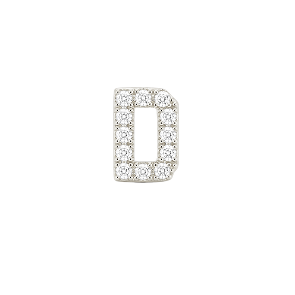 Small Initial Charm with Natural Diamonds Finding in 14K Gold