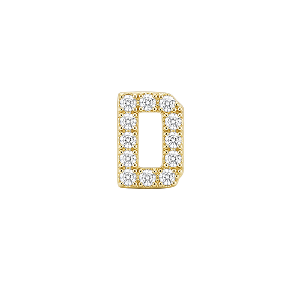 Small Initial Charm with Natural Diamonds Finding in 14K Gold