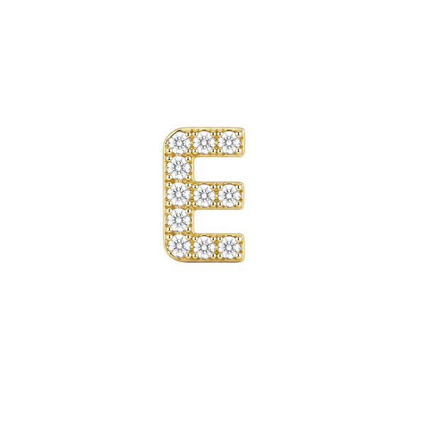 Small Initial Charm with Natural Diamonds Finding in 14K Gold