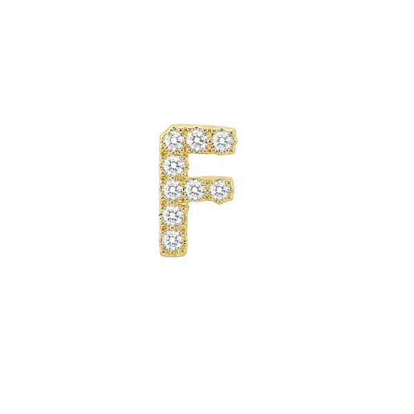 Small Initial Charm with Natural Diamonds Finding in 14K Gold