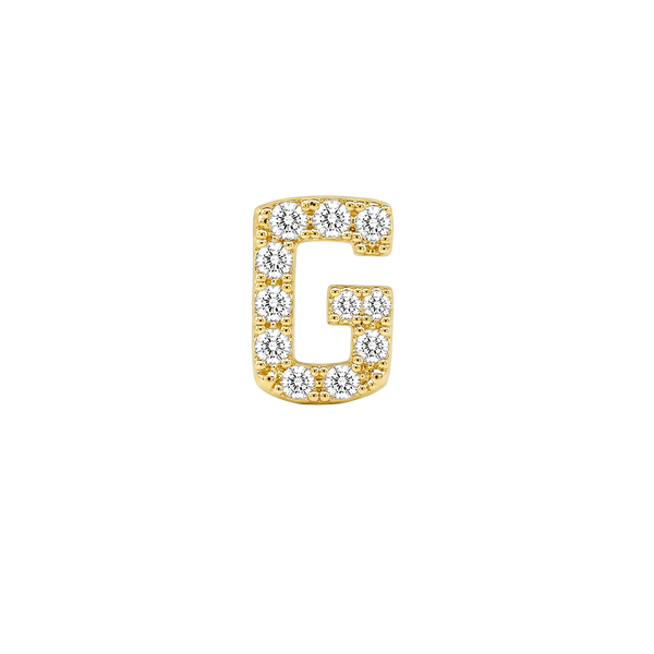 Small Initial Charm with Natural Diamonds Finding in 14K Gold