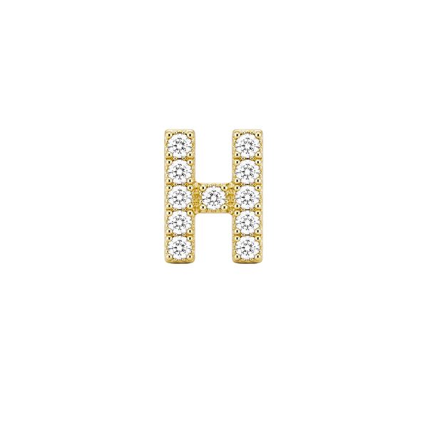 Small Initial Charm with Natural Diamonds Finding in 14K Gold