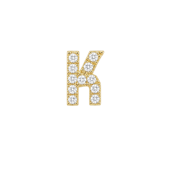 Small Initial Charm with Natural Diamonds Finding in 14K Gold